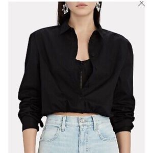 RTA Ludovica Cropped Poplin Bustier Shirt